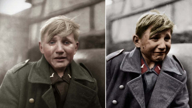 صورة بكاء الطفل هانز جورج هينكه عقب وقوعه في الأسر علي يد قوات الحلفاء