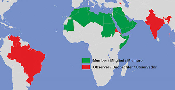 الدول العضوة و المراقبين لدي جامعة الدول العربية